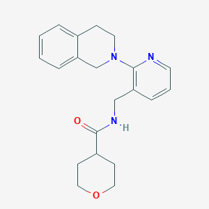 N-[[2-(3,4-dihydro-1H-isoquinolin-2-yl)pyridin-3-yl]methyl]oxane-4-carboxamide