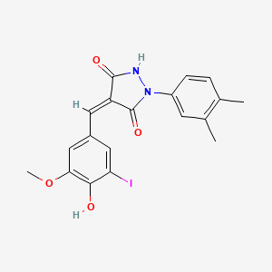 molecular formula C19H17IN2O4 B4992251 1-(3,4-dimethylphenyl)-4-(4-hydroxy-3-iodo-5-methoxybenzylidene)-3,5-pyrazolidinedione 