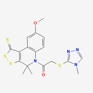 1-(8-methoxy-4,4-dimethyl-1-thioxo-1,4-dihydro-5H-[1,2]dithiolo[3,4-c]quinolin-5-yl)-2-[(4-methyl-4H-1,2,4-triazol-3-yl)sulfanyl]ethanone