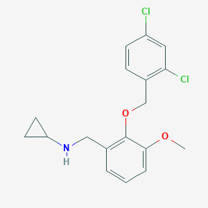 molecular formula C18H19Cl2NO2 B499249 N-{2-[(2,4-dichlorobenzyl)oxy]-3-methoxybenzyl}cyclopropanamine 