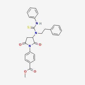 molecular formula C27H25N3O4S B4992516 methyl 4-{3-[(anilinocarbonothioyl)(2-phenylethyl)amino]-2,5-dioxo-1-pyrrolidinyl}benzoate 