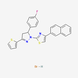 2-[3-(4-Fluorophenyl)-5-thiophen-2-yl-3,4-dihydropyrazol-2-yl]-4-naphthalen-2-yl-1,3-thiazole;hydrobromide