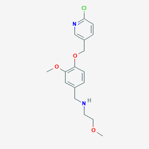 molecular formula C17H21ClN2O3 B499268 N-{4-[(6-chloropyridin-3-yl)methoxy]-3-methoxybenzyl}-2-methoxyethanamine 