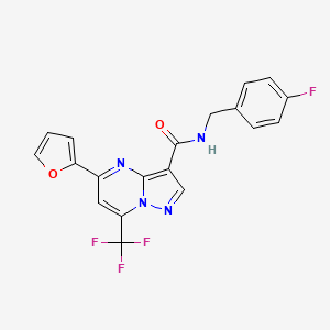 molecular formula C19H12F4N4O2 B4992710 N-[(4-fluorophenyl)methyl]-5-(furan-2-yl)-7-(trifluoromethyl)pyrazolo[1,5-a]pyrimidine-3-carboxamide 