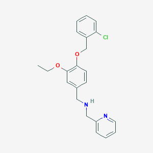 molecular formula C22H23ClN2O2 B499277 1-{4-[(2-chlorobenzyl)oxy]-3-ethoxyphenyl}-N-(pyridin-2-ylmethyl)methanamine 