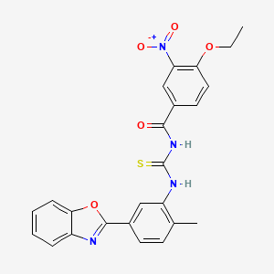 molecular formula C24H20N4O5S B4992908 N-{[5-(1,3-benzoxazol-2-yl)-2-methylphenyl]carbamothioyl}-4-ethoxy-3-nitrobenzamide 