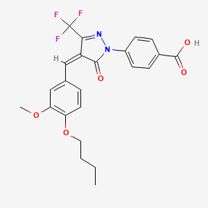 molecular formula C23H21F3N2O5 B4993056 4-[4-(4-butoxy-3-methoxybenzylidene)-5-oxo-3-(trifluoromethyl)-4,5-dihydro-1H-pyrazol-1-yl]benzoic acid 