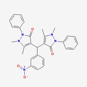 molecular formula C29H27N5O4 B4993081 4,4'-((3-NITROPHENYL)METHYLENE)BIS(1,5-DIMETHYL-2-PHENYL-1H-PYRAZOL-3(2H)-ONE) 