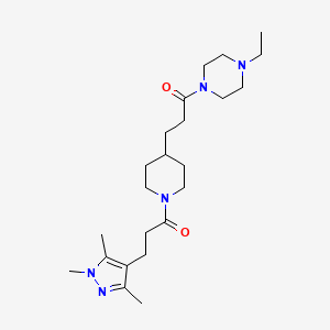 molecular formula C23H39N5O2 B4993089 1-ethyl-4-(3-{1-[3-(1,3,5-trimethyl-1H-pyrazol-4-yl)propanoyl]-4-piperidinyl}propanoyl)piperazine 