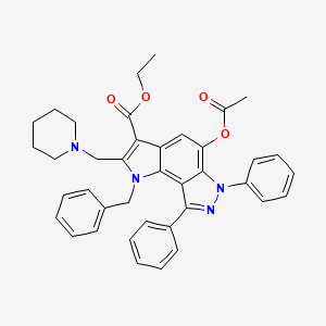 ethyl 5-(acetyloxy)-1-benzyl-6,8-diphenyl-2-(1-piperidinylmethyl)-1,6-dihydropyrrolo[2,3-e]indazole-3-carboxylate