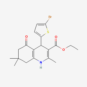 molecular formula C19H22BrNO3S B4993262 Ethyl 4-(5-bromothiophen-2-yl)-2,7,7-trimethyl-5-oxo-1,4,5,6,7,8-hexahydroquinoline-3-carboxylate 