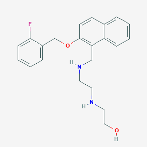 molecular formula C22H25FN2O2 B499328 2-({2-[({2-[(2-Fluorobenzyl)oxy]naphthalen-1-yl}methyl)amino]ethyl}amino)ethanol 