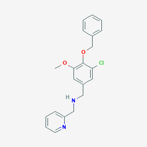 molecular formula C21H21ClN2O2 B499329 1-[4-(benzyloxy)-3-chloro-5-methoxyphenyl]-N-(pyridin-2-ylmethyl)methanamine 