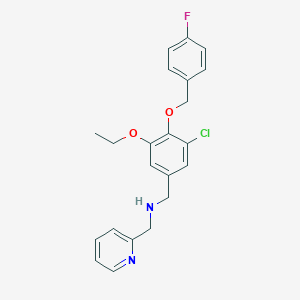 molecular formula C22H22ClFN2O2 B499332 1-{3-chloro-5-ethoxy-4-[(4-fluorobenzyl)oxy]phenyl}-N-(pyridin-2-ylmethyl)methanamine 