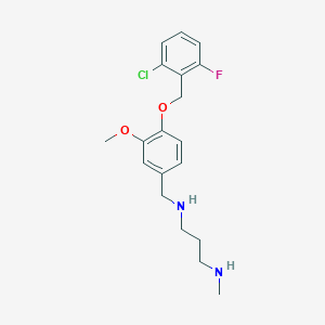 molecular formula C19H24ClFN2O2 B499335 N-{4-[(2-chloro-6-fluorobenzyl)oxy]-3-methoxybenzyl}-N-[3-(methylamino)propyl]amine 