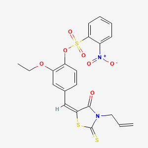 [2-ethoxy-4-[(E)-(4-oxo-3-prop-2-enyl-2-sulfanylidene-1,3-thiazolidin-5-ylidene)methyl]phenyl] 2-nitrobenzenesulfonate