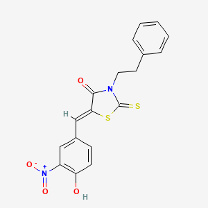 (5Z)-5-(4-hydroxy-3-nitrobenzylidene)-3-(2-phenylethyl)-2-thioxo-1,3-thiazolidin-4-one