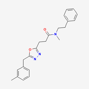 molecular formula C22H25N3O2 B4993600 N-methyl-3-[5-(3-methylbenzyl)-1,3,4-oxadiazol-2-yl]-N-(2-phenylethyl)propanamide 