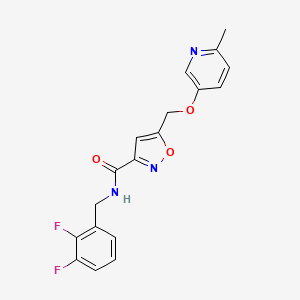 molecular formula C18H15F2N3O3 B4993996 N-[(2,3-difluorophenyl)methyl]-5-[(6-methylpyridin-3-yl)oxymethyl]-1,2-oxazole-3-carboxamide 