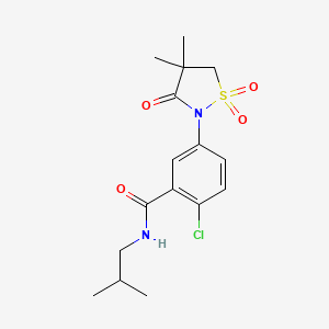 molecular formula C16H21ClN2O4S B4994136 2-chloro-5-(4,4-dimethyl-1,1-dioxido-3-oxo-2-isothiazolidinyl)-N-isobutylbenzamide 