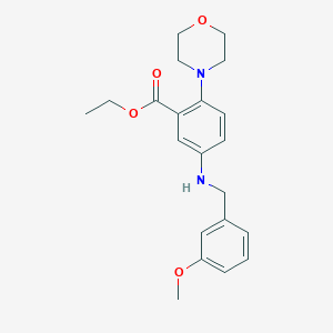 molecular formula C21H26N2O4 B499422 Ethyl 5-[(3-methoxybenzyl)amino]-2-(4-morpholinyl)benzoate 