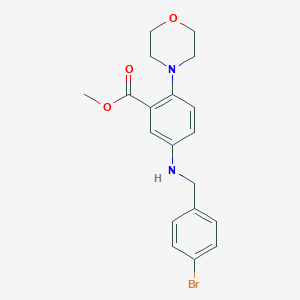 molecular formula C19H21BrN2O3 B499430 Methyl 5-[(4-bromobenzyl)amino]-2-(4-morpholinyl)benzoate 