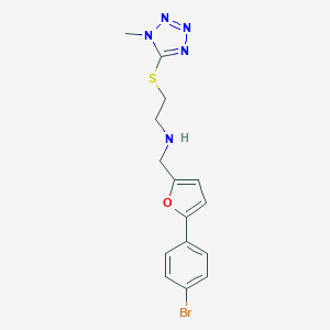 molecular formula C15H16BrN5OS B499434 N-{[5-(4-bromophenyl)furan-2-yl]methyl}-2-[(1-methyl-1H-tetrazol-5-yl)sulfanyl]ethanamine 