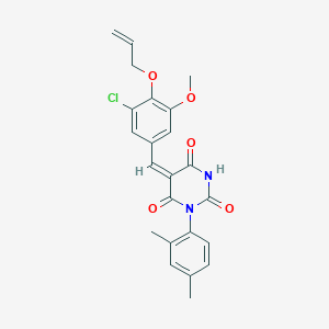 (5E)-5-[(3-chloro-5-methoxy-4-prop-2-enoxyphenyl)methylidene]-1-(2,4-dimethylphenyl)-1,3-diazinane-2,4,6-trione