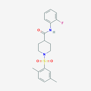 molecular formula C20H23FN2O3S B4994499 1-(2,5-dimethylphenyl)sulfonyl-N-(2-fluorophenyl)piperidine-4-carboxamide 