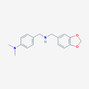 molecular formula C17H20N2O2 B499456 4-{[(1,3-benzodioxol-5-ylmethyl)amino]methyl}-N,N-dimethylaniline 