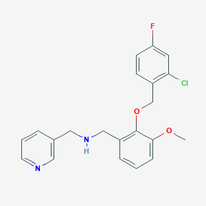 molecular formula C21H20ClFN2O2 B499479 1-{2-[(2-chloro-4-fluorobenzyl)oxy]-3-methoxyphenyl}-N-(pyridin-3-ylmethyl)methanamine 