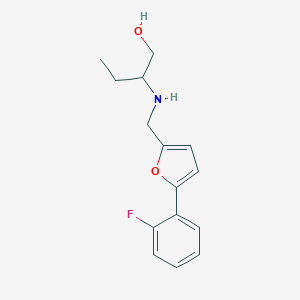molecular formula C15H18FNO2 B499481 2-({[5-(2-Fluorophenyl)furan-2-yl]methyl}amino)butan-1-ol 