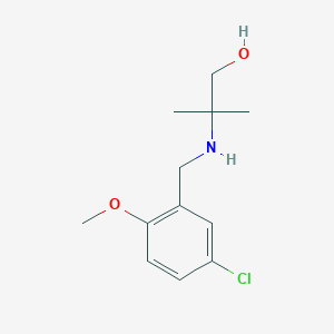 molecular formula C12H18ClNO2 B499491 2-[(5-Chloro-2-methoxybenzyl)amino]-2-methylpropan-1-ol 
