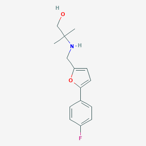 molecular formula C15H18FNO2 B499495 2-({[5-(4-Fluorophenyl)furan-2-yl]methyl}amino)-2-methylpropan-1-ol 