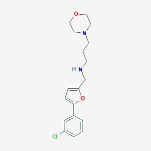 molecular formula C18H23ClN2O2 B499499 N-{[5-(3-chlorophenyl)-2-furyl]methyl}-3-morpholin-4-ylpropan-1-amine 