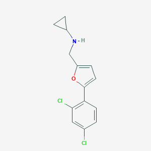 molecular formula C14H13Cl2NO B499502 N-{[5-(2,4-dichlorophenyl)furan-2-yl]methyl}cyclopropanamine 