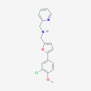 molecular formula C18H17ClN2O2 B499505 1-[5-(3-chloro-4-methoxyphenyl)furan-2-yl]-N-(pyridin-2-ylmethyl)methanamine 