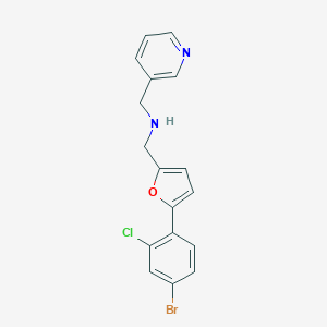 molecular formula C17H14BrClN2O B499510 1-[5-(4-bromo-2-chlorophenyl)furan-2-yl]-N-(pyridin-3-ylmethyl)methanamine 