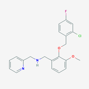molecular formula C21H20ClFN2O2 B499524 1-{2-[(2-chloro-4-fluorobenzyl)oxy]-3-methoxyphenyl}-N-(pyridin-2-ylmethyl)methanamine 