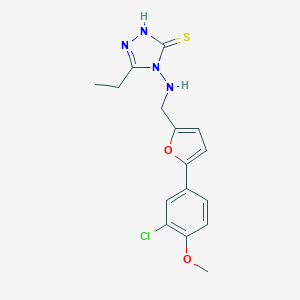 molecular formula C16H17ClN4O2S B499529 4-({[5-(3-chloro-4-methoxyphenyl)furan-2-yl]methyl}amino)-5-ethyl-4H-1,2,4-triazole-3-thiol 