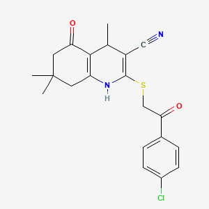 2-[2-(4-chlorophenyl)-2-oxoethyl]sulfanyl-4,7,7-trimethyl-5-oxo-1,4,6,8-tetrahydroquinoline-3-carbonitrile