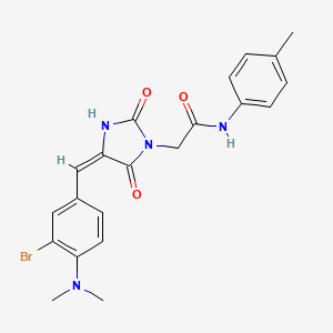 molecular formula C21H21BrN4O3 B4995475 2-[(4E)-4-{[3-Bromo-4-(dimethylamino)phenyl]methylidene}-2,5-dioxoimidazolidin-1-YL]-N-(4-methylphenyl)acetamide 