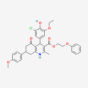 molecular formula C34H34ClNO7 B4995497 2-Phenoxyethyl 4-(3-chloro-5-ethoxy-4-hydroxyphenyl)-7-(4-methoxyphenyl)-2-methyl-5-oxo-1,4,5,6,7,8-hexahydroquinoline-3-carboxylate 