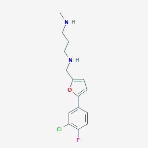 molecular formula C15H18ClFN2O B499551 N-{[5-(3-chloro-4-fluorophenyl)furan-2-yl]methyl}-N'-methylpropane-1,3-diamine 