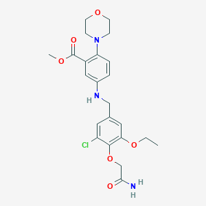 molecular formula C23H28ClN3O6 B499556 Methyl 5-{[4-(2-amino-2-oxoethoxy)-3-chloro-5-ethoxybenzyl]amino}-2-(4-morpholinyl)benzoate 