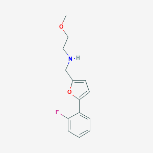 molecular formula C14H16FNO2 B499558 N-{[5-(2-fluorophenyl)furan-2-yl]methyl}-2-methoxyethanamine 