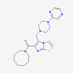 molecular formula C22H29N7OS B4995613 6-(1-azocanylcarbonyl)-5-{[4-(2-pyrazinyl)-1-piperazinyl]methyl}imidazo[2,1-b][1,3]thiazole 