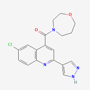 molecular formula C18H17ClN4O2 B4995636 [6-chloro-2-(1H-pyrazol-4-yl)quinolin-4-yl]-(1,4-oxazepan-4-yl)methanone 