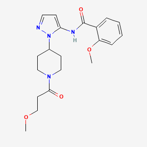 molecular formula C20H26N4O4 B4995651 2-methoxy-N-{1-[1-(3-methoxypropanoyl)-4-piperidinyl]-1H-pyrazol-5-yl}benzamide 