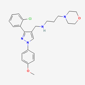 molecular formula C24H29ClN4O2 B4995674 N-{[3-(2-chlorophenyl)-1-(4-methoxyphenyl)-1H-pyrazol-4-yl]methyl}-3-(4-morpholinyl)-1-propanamine 